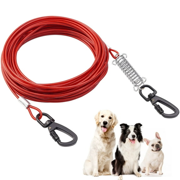 Libbipaw Furggis 50 Ft Heavy Duty Dog Tie-Out Cable, Up to 250 lbs, Red