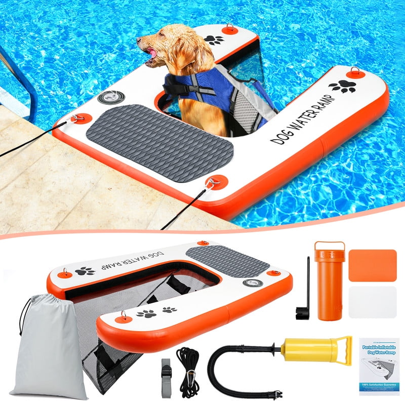 Libbipaw Inflatable Series Floating Dog Water Ramp Float Ladder for Boats Pllos Docks Ladders Steps for Swimming Pets to 220 Pounds 48 x 42