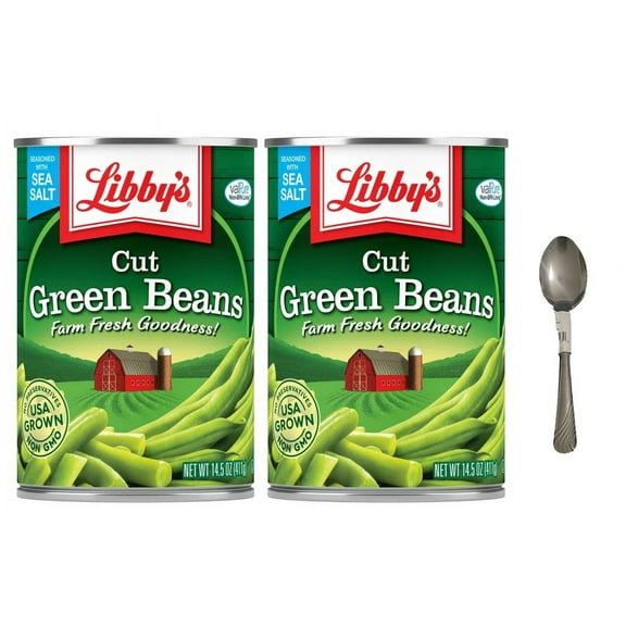 Libby' Canned Cut Green Beans, 14.5 oz Can Pack of 2 With Spoon