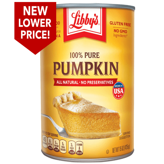 Libby's 100% Pure Canned Whole Pumpkin Mix All Natural No Preservatives, 15 oz, 3.5 Servings (Pack of 4)