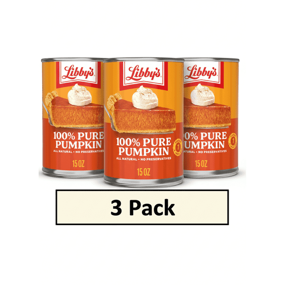 Libby's Canned Pumpkin, 100% Pure Pumpkin Puree, All Natural Gluten Pumpkin for Baking Pumpkin Pie Dessert, 15 oz Can (3 Pack)