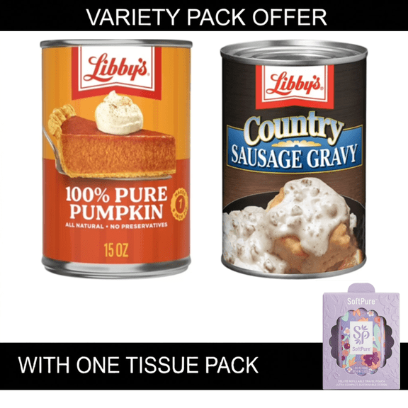 Libby's Country Sausage Gravy, 15 oz Can | Libby's 100% Pure Pumpkin Puree, All Natural Gluten Free Canned Pumpkin for Baking Pumpkin Pie Dessert, 15 oz Can