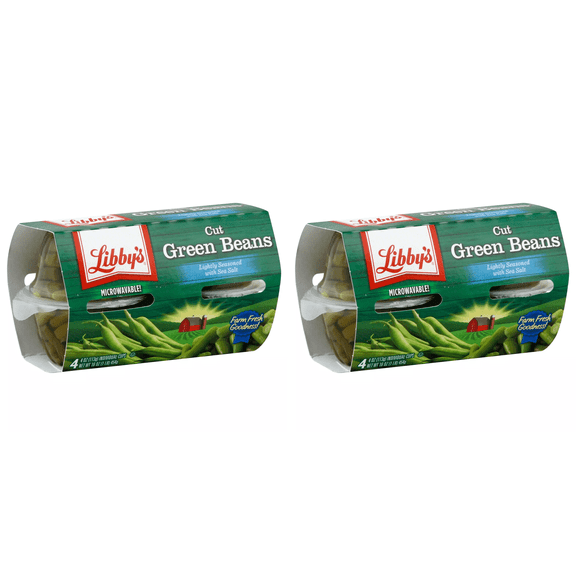 Libby's Cut Green Beans Cups, 4 oz Pack of 2, Green Beans Cups, Healthy Snack, Single-Serve Vegetables, Convenient and Ready-to-Eat, Easy Meal Addition
