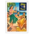 thumbnail image 1 of Libby’s Hawaii - Hawaiian Hula Dancer at Luau Beach Party - Vintage Canned Pineapple Juice Advertisement by Lafferty c.1957 - Fine Art Rolled Canvas Print (Unframed) 27in x 40in, 1 of 4