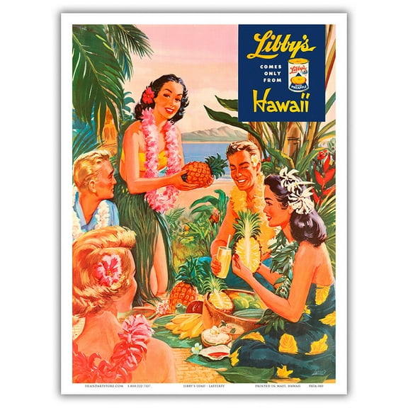 Libby’s Hawaii - Luau Beach Party - Vintage Canned Pineapple Juice Advertisement by Lafferty c.1957 - Master Art Print (Unframed) 9in x 12in