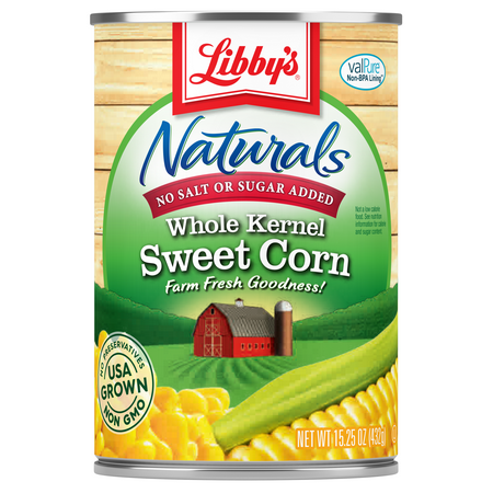 Libby's Naturals No Salt & No Sugar Added Whole Kernel Sweet Corn, 15.25 oz Can
