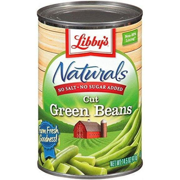 Libby's Naturals Cut Green Beans No Salt, 14.5 Oz Cans, Quantity 12