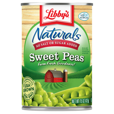 Libby's Naturals No Salt and No Sugar Added Sweet Peas, 15 oz