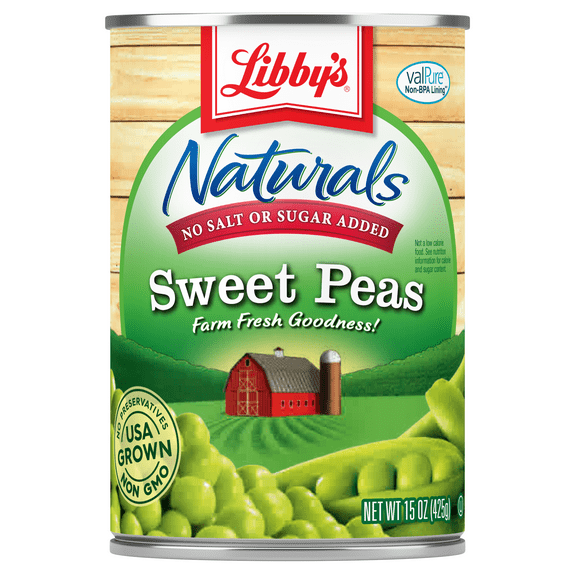 Libby's Naturals No Salt and No Sugar Added Sweet Peas, 15 oz