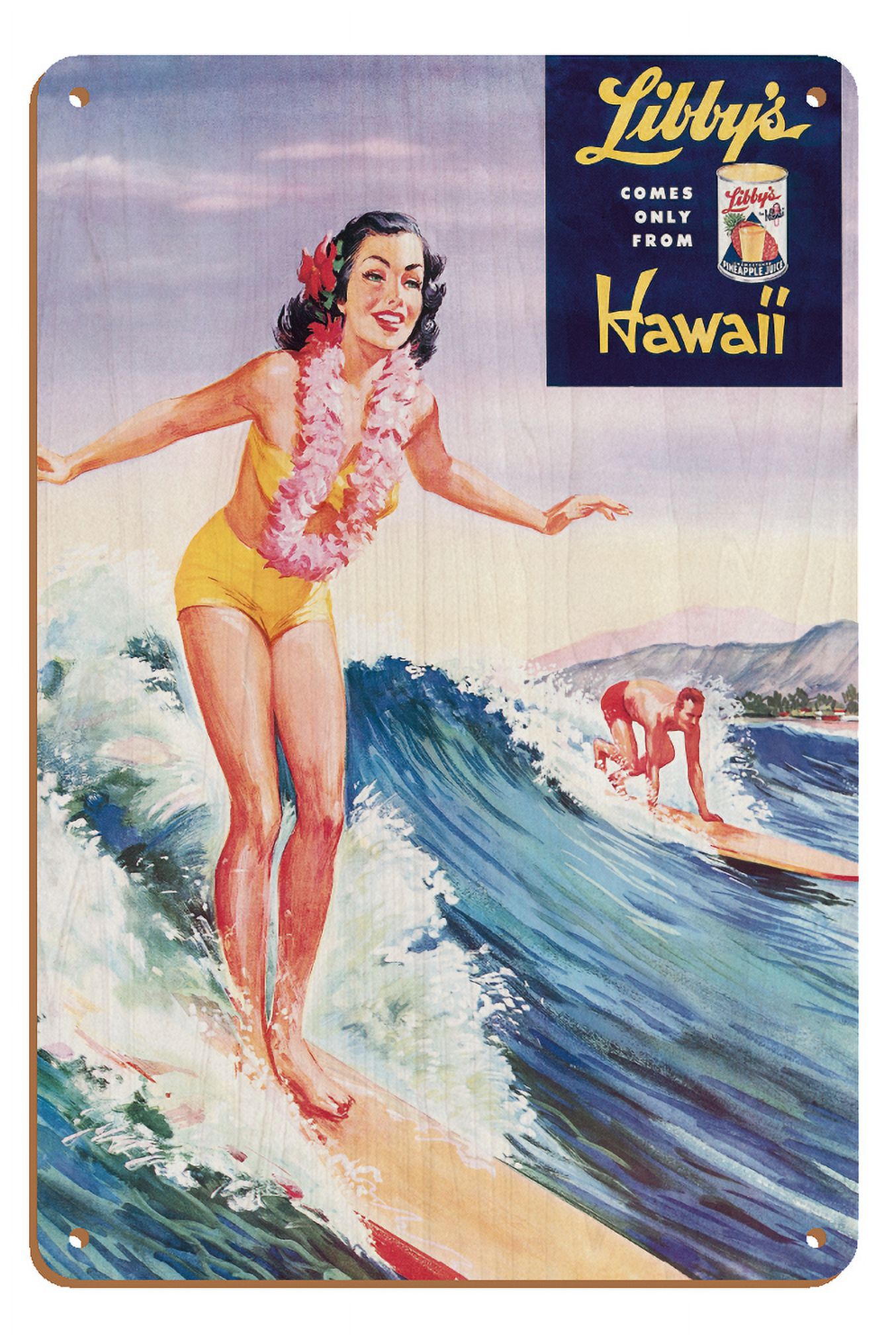Libby's Pineapple Hawaii - Surfer Girl - Vintage Advertising