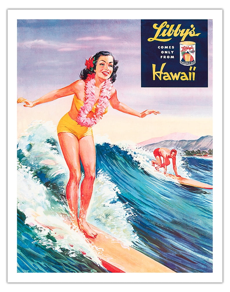 Libby's Pineapple Hawaii - Surfer Girl - Vintage Advertising