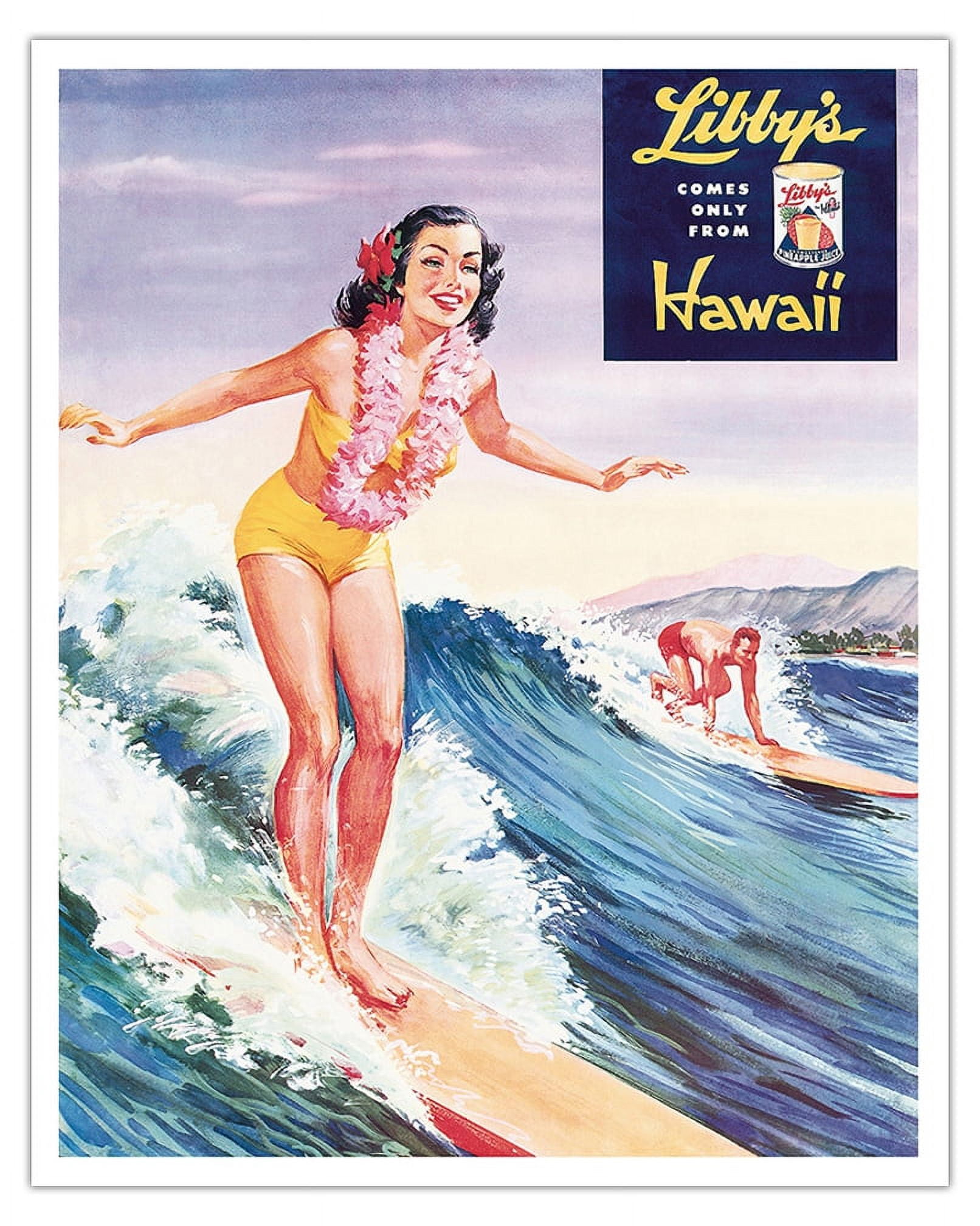 Libby's Pineapple Hawaii - Surfer Girl - Vintage Advertising