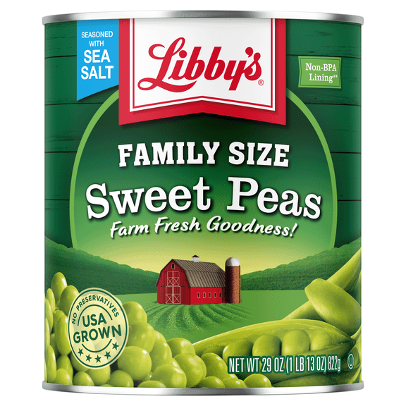 Libby's Sweet Peas, Canned Vegetables, 29 oz