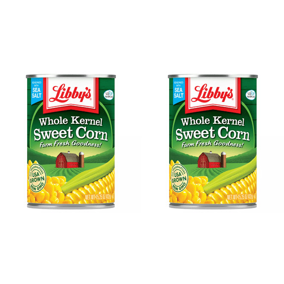 Libby's Whole Kernel Sweet Corn, 15.25 oz Pack of 2, Whole Kernel Sweet Corn, Canned Corn, Delicious Side Dish, Easy-to-Prepare Vegetables, Fresh Flavor