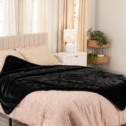 Liberator Queen Faux Fur Fascinator Throw - Moisture-Proof Sensual Blanket, Black