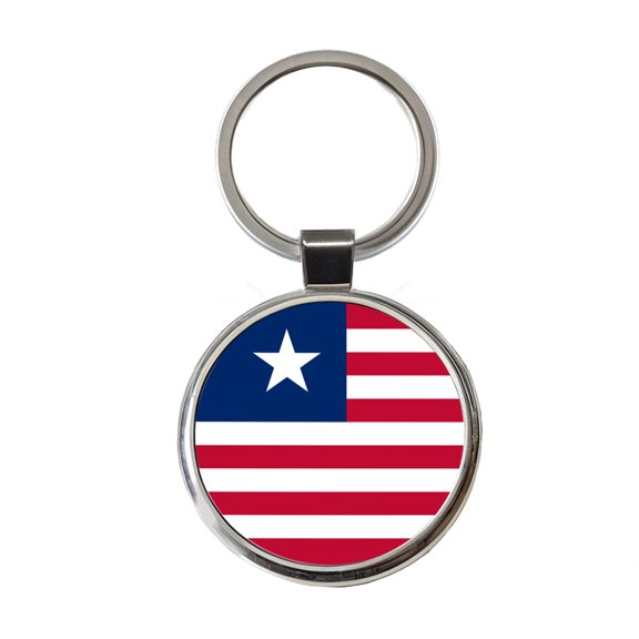 Liberia Country Flag Metal Round Keychain