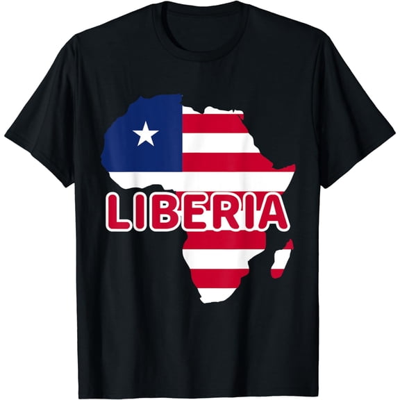 Liberia Liberian Pride Flag Map Africa Print T-Shirt