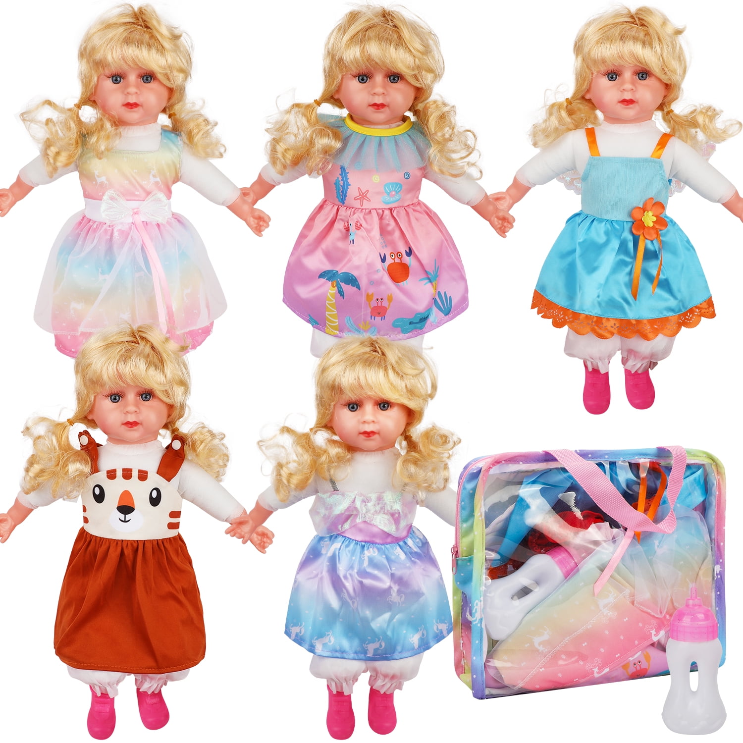 Liberry 12 Pcs Baby Doll Clothes for Girls, Doll Accessories Fit 18