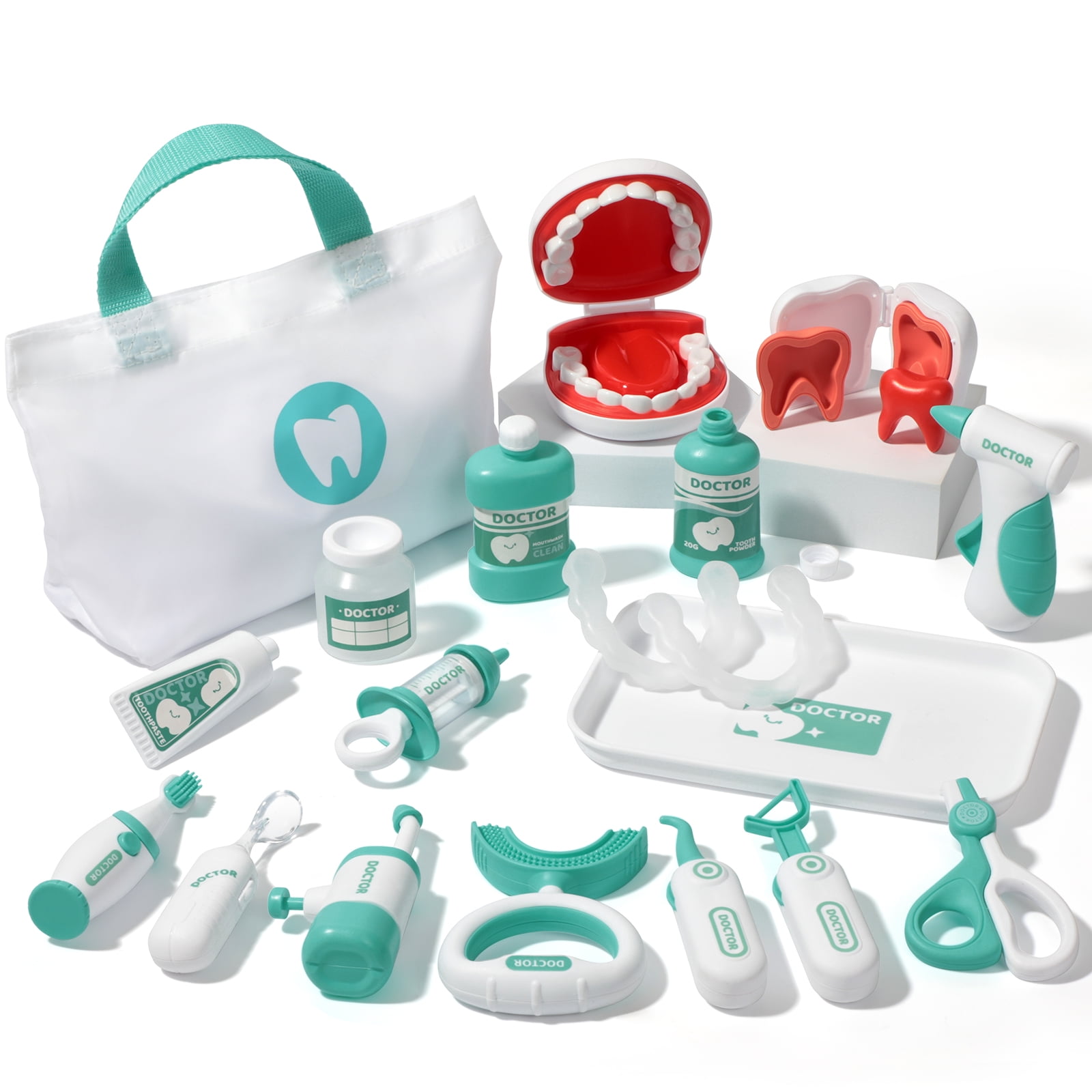Liberry 22 Pcs Doctor Kit for Toddlers 35 Years Old, Green Dentist