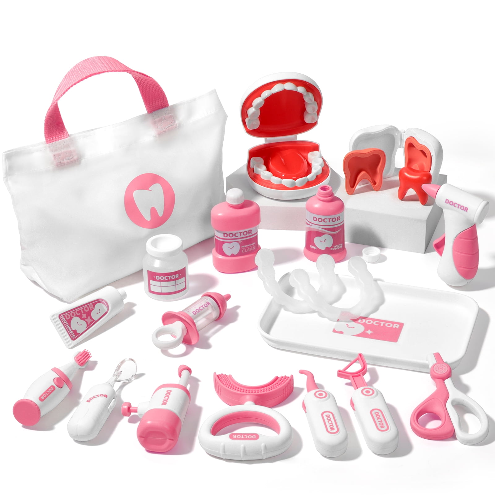 Liberry Kids Play Set 22 Pcs Doctor Kit for Ages 35, Pink Dentist