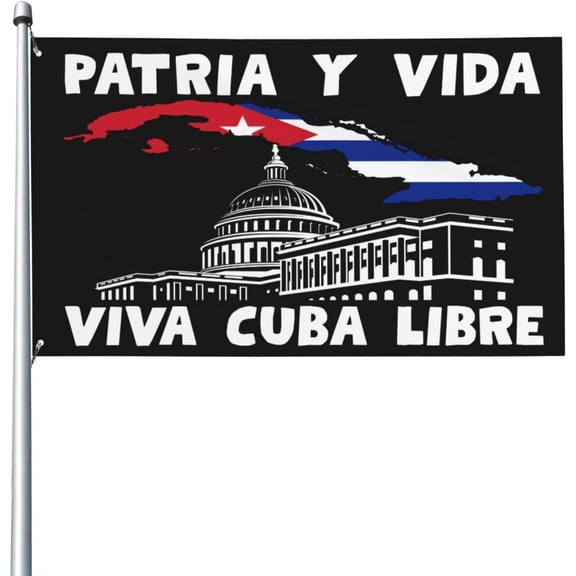 Libertad Patria Y Vida Viva Cuba Libre Free Cuba 3x5 Ft Flag Yard Garden Banner