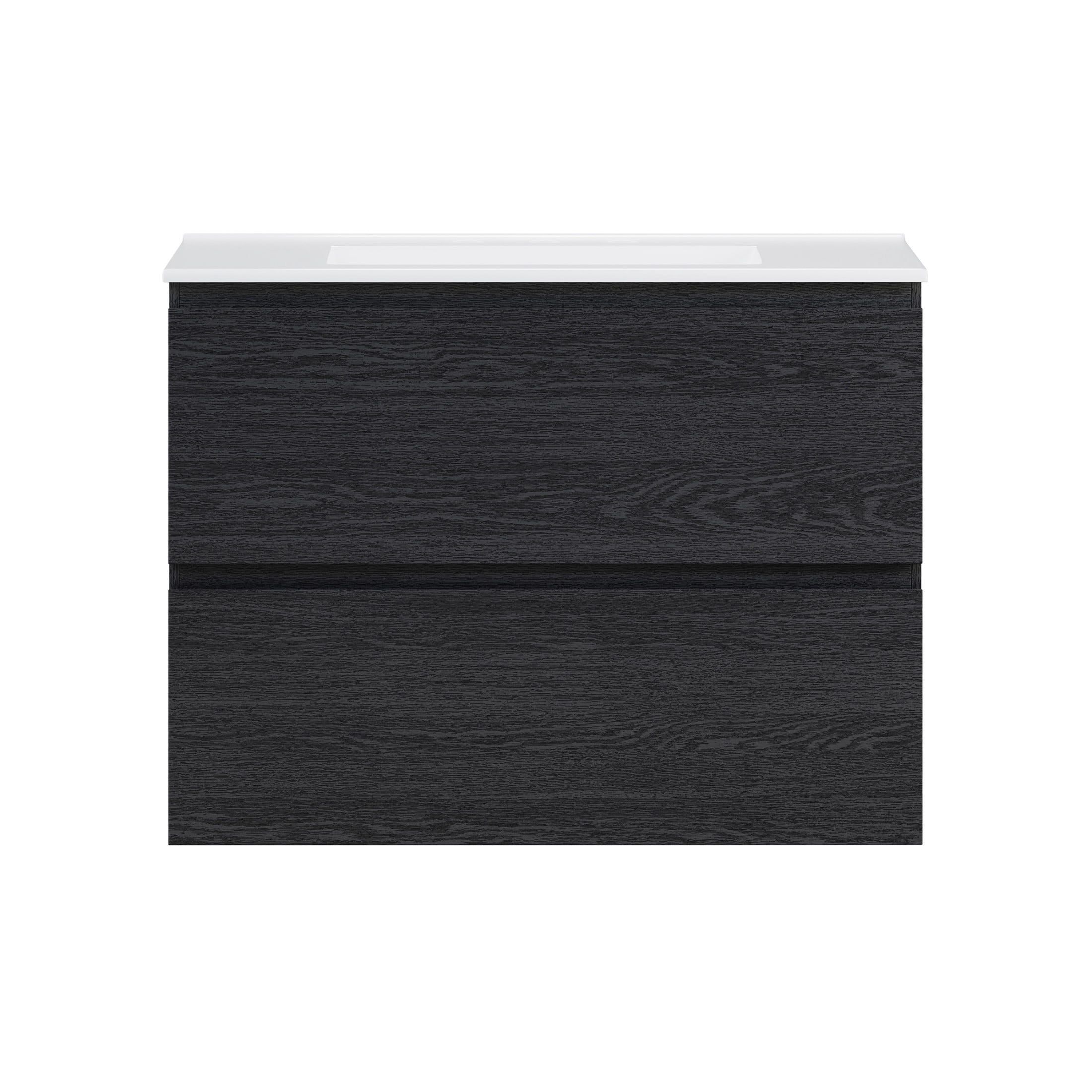 Liberte 30" Wall-Mounted Bathroom Vanity in Black Oak with 3-Hole Widespread Sink Top