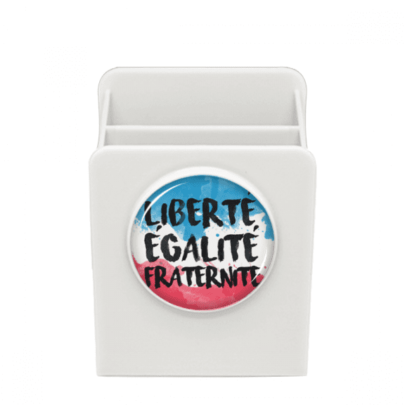 Liberte Egalite Fraternite France Mark Flag Desk Pencil Holder Cup Pen Organizer