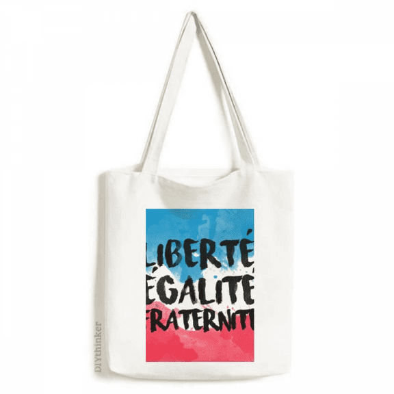 Liberte Egalite Fraternite France Mark Flag Tote Canvas Bag Shopping Satchel Casual Handbag