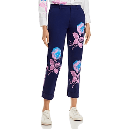 Libertine NAVY Women's Stone Roses Screen Print Chino Pants, US Large