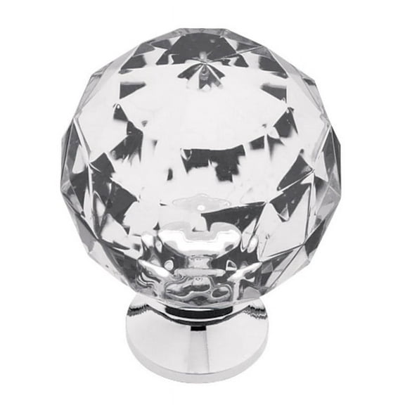 Liberty 1-3/16" Acrylic Faceted Knob with Brass Base, Chrome and Clear