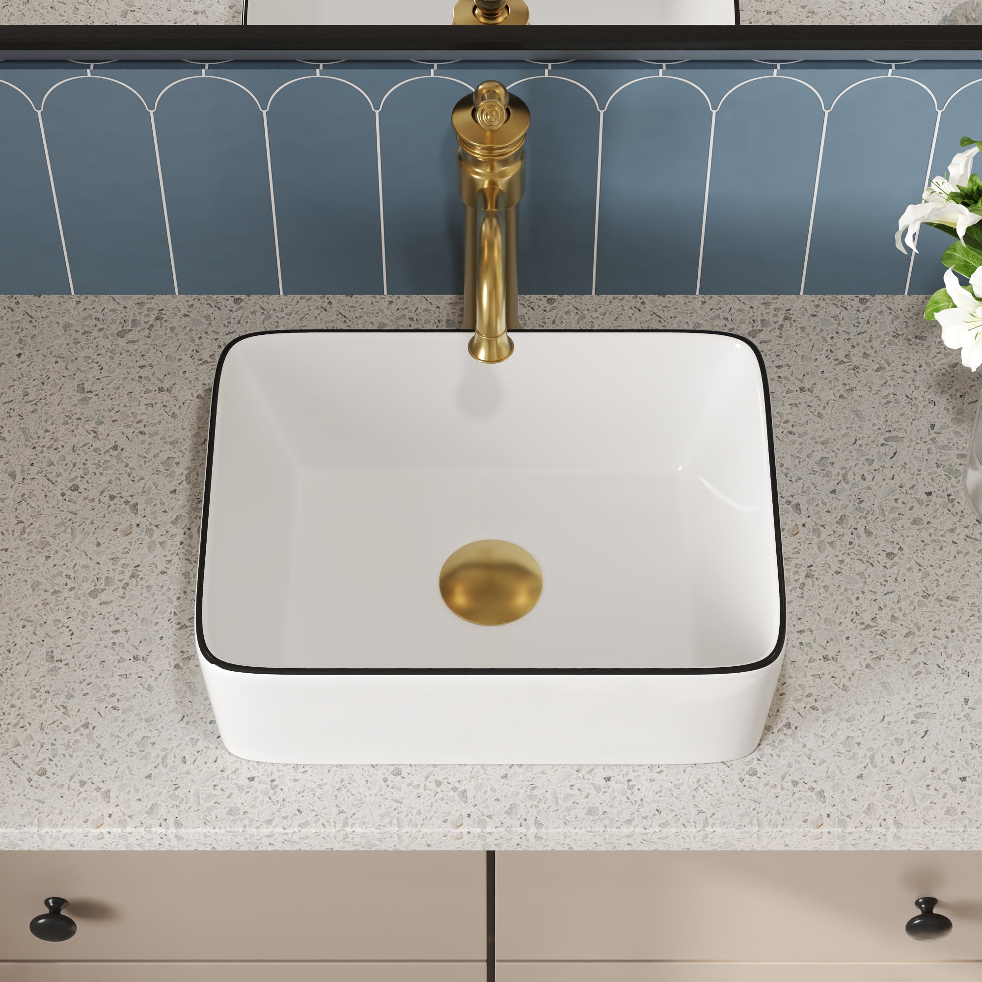 Liberty 16 in. Rectangular Ceramic Bathroom Vessel Sink Art Basin in ...