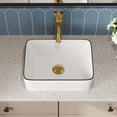 thumbnail image 1 of Liberty 16 in. Rectangular Ceramic Bathroom Vessel Sink Art Basin in White and Black Rim Faucet Not Included   DV-1V0317, 1 of 12