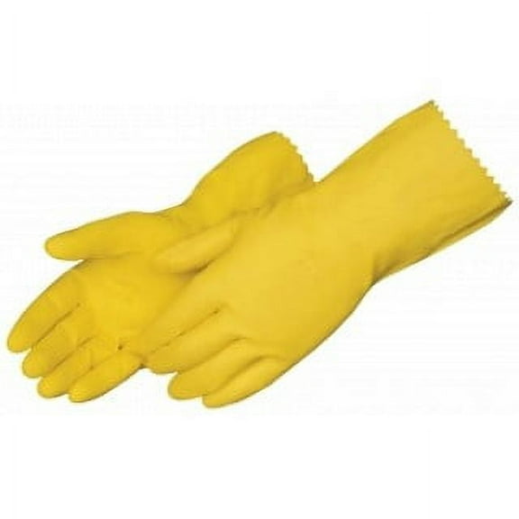 Liberty 2870SL Latex Glove, Flock Lined, Chemical Resistant, 18 mil Thickness, 12" Length, Large, Yellow (Pack of 12)