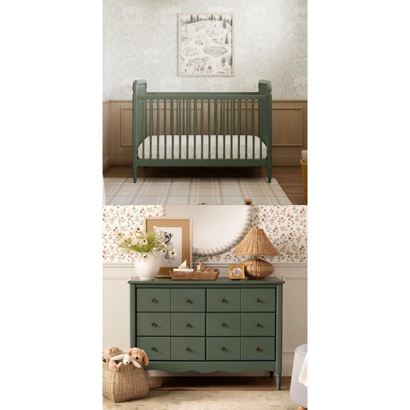 Liberty 3-in-1 Convertible Spindle Crib + Liberty 6-Drawer Assembled Dresser