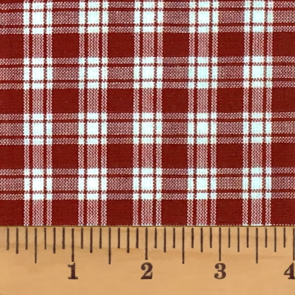 Liberty 4 Dark Red & White Plaid Homespun Cotton Fabric Sold by the Yard - JCS Fabric