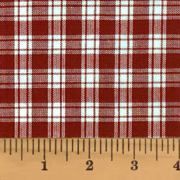 Liberty 4 Dark Red & White Plaid Christmas Homespun Cotton Fabric Sold by the Yard - JCS Fabric