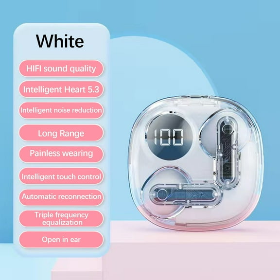 Liberty 4 Pro by Ruroz, Noise Cancelling Wireless Earbuds, 7-Sensor and Real-Time Adaptive Noise Cancelling, 2鑴?Faster Charging, Studio-Level Hi-Fi Music, Clear Calls with 6 Mics and AI - White