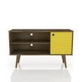thumbnail image 1 of Liberty 42.52" Mid-Century - Modern TV Stand with 2 Shelves and 1 Door in Rustic Brown and Yellow, 1 of 10