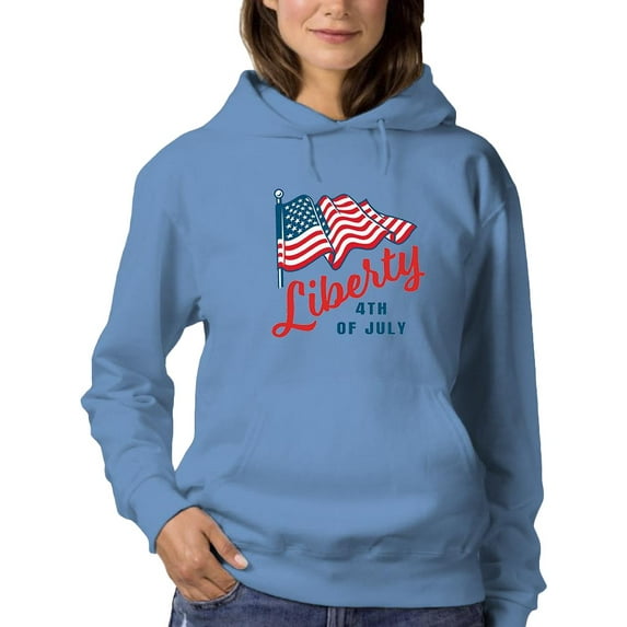 Liberty 4Th Of July Waving Flag Hoodie Women -Image by Shutterstock, Female 5X-Large