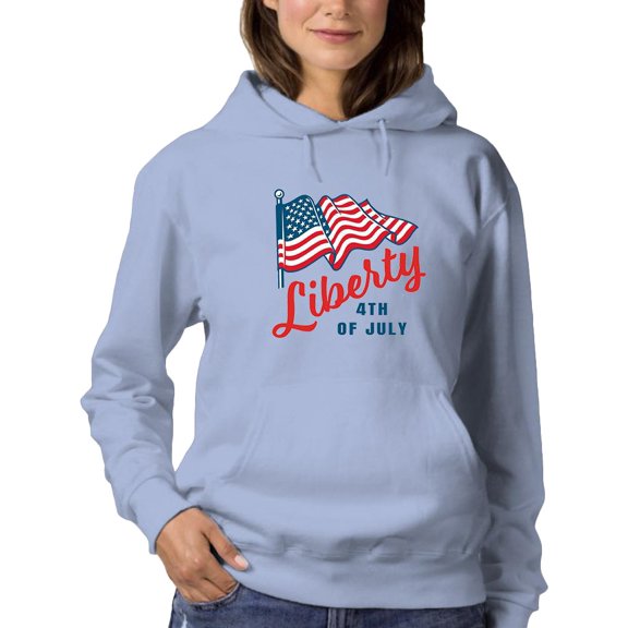 Liberty 4Th Of July Waving Flag Hoodie Women -Image by Shutterstock, Female x-Large