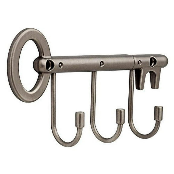 Liberty 7 in. Heirloom Silver Vintage Key Rail with 3 Hooks