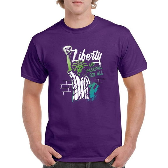 Liberty And Baseball For All T-Shirt Men -Smartprints Designs, Male 5X-Large