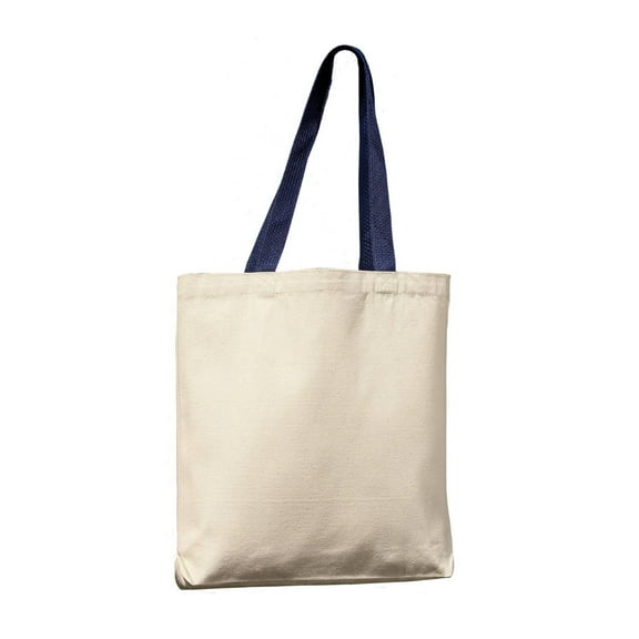 Liberty Bags Gusseted 10 Ounce Natural Tote Bag Natura-l w/ Navy