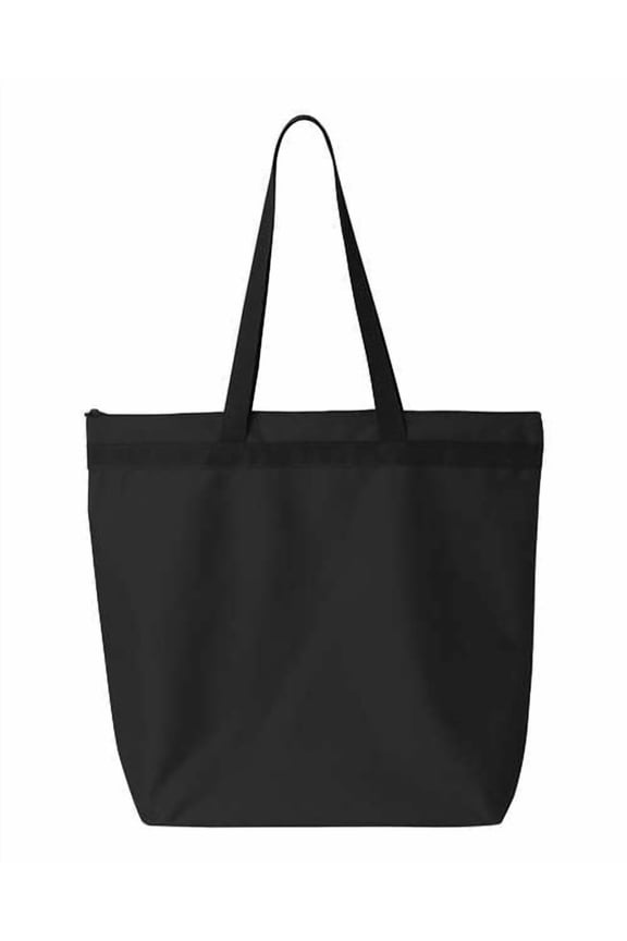 - Recycled Zipper Tote - 8802 - Black - Size: One Size
