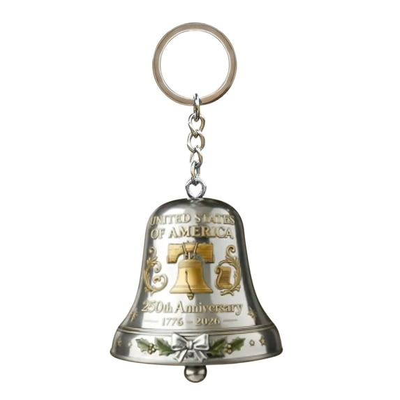 Liberty Bell 250th Anniversary Keychain – Patriotic Metal Souvenir for USA Independence Commemoration, Collectible Ornament or Gift for Christmas & Veterans