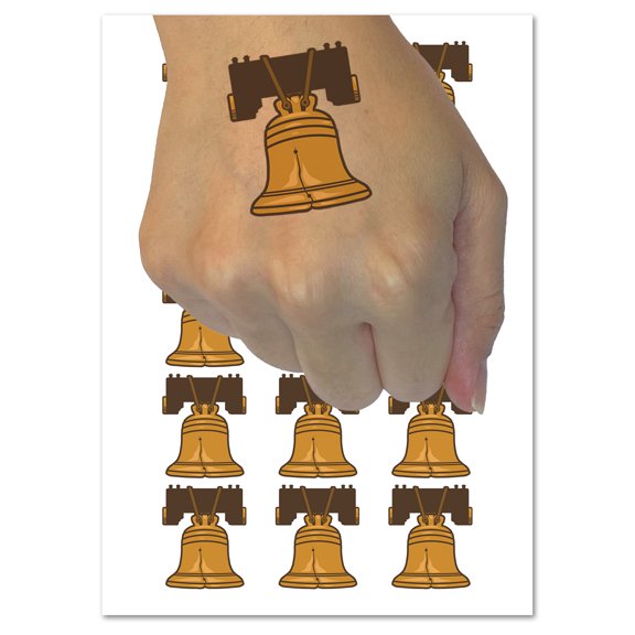 Liberty Bell Philadelphia Landmark United States of America Water Resistant Temporary Tattoo Set Fake Body Art Collection - 54 1" Tattoos (1 Sheet)
