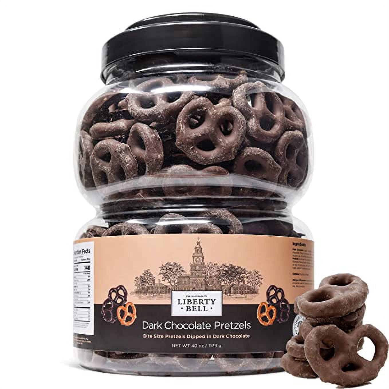 Liberty Bell Real Dark Chocolate Covered Mini Pretzels, 40 Ounce Tube