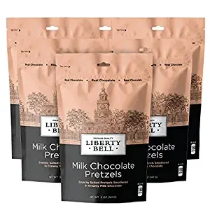 Liberty Bell Real Milk Chocolate Covered Pretzels, 5-Ounce Bag (Pack of 6)