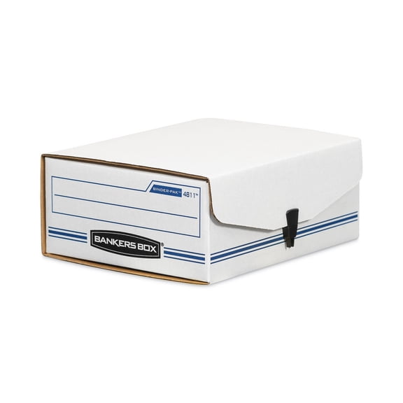 Liberty Binder-Pak Storage Box, Letter, Snap Fastener, White/blue
