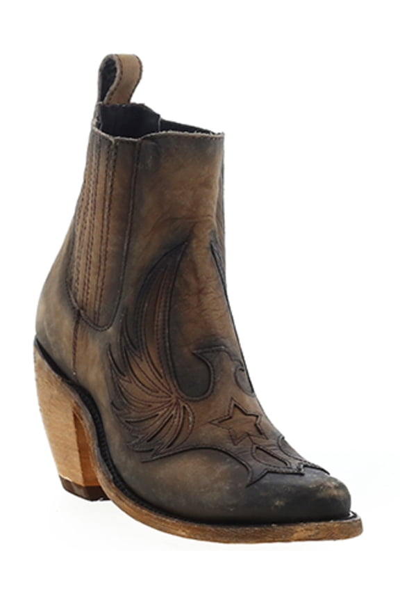 Women's Sophia Western Booties Round Toe Tan 9 M US